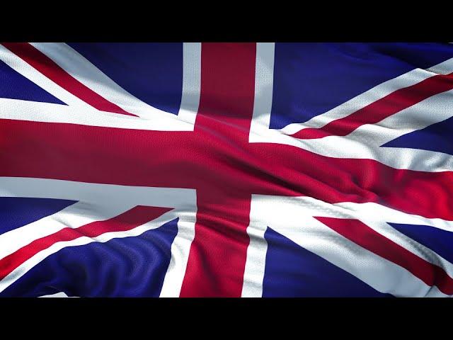 United Kingdom Flag 5 Minutes Loop - FREE 4k Stock Footage - Realistic British Flag Wave Animation