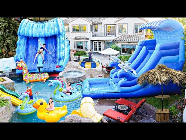 We BUILT A GIANT WATERPARK In Our BACKYARD **Crazy Fun**