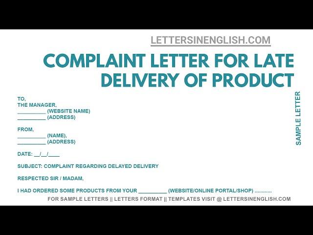 Complaint Letter for Late Delivery - Complaint Letter for Delay Order | Letters in English