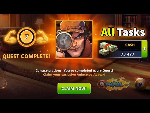 Sherlock Holmes Avatar ️‍️ All Tasks Completed  73K Cash in 8 Ball Pool