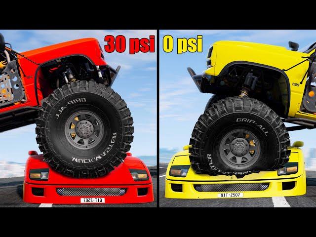 Inflated Tires vs Deflated Tires Car - Beamng drive