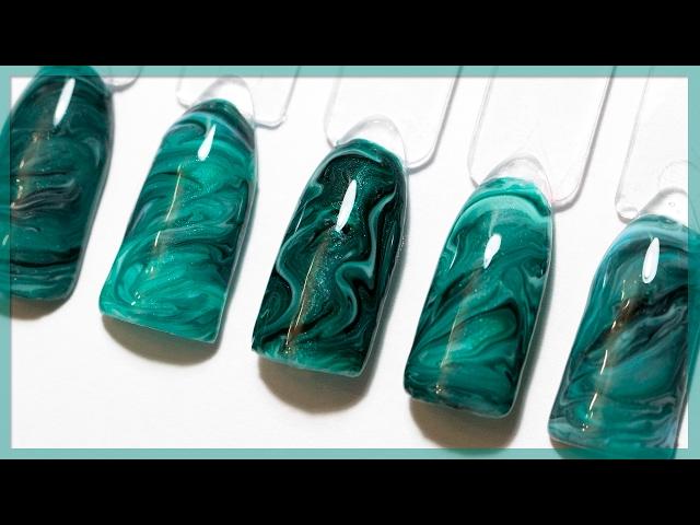 Gel polish | Nails design stone malachite | Green nail polish with effect of malachite