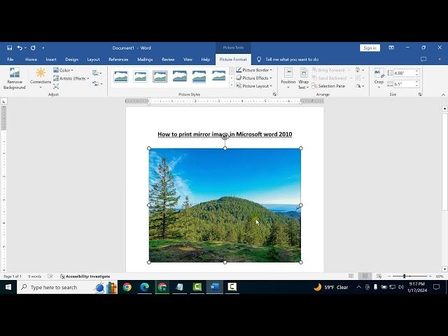 How to print mirror image in Microsoft word 2010