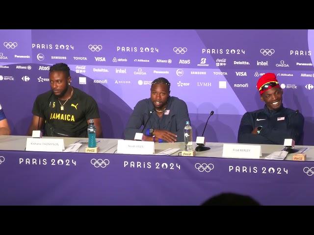 NOAH LYLES BEATS JAMAICA’S KISHANE THOMPSON IN PHOTO FINISH TO WIN 100M | Press Conference