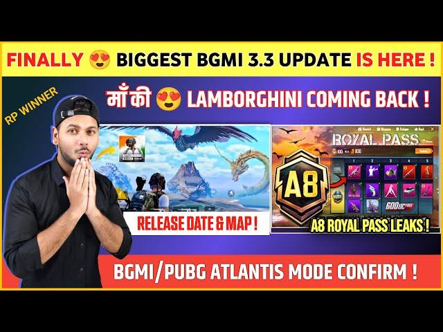 RP WINNER  A8 Royal Pass Leaks | Bgmi New Update | Lamborghini Back Bgmi | 3.3 Update Pubg