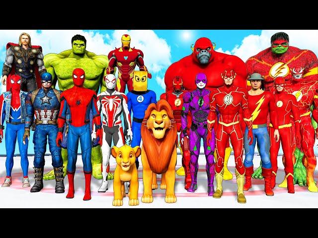 THE AVENGERS & TEAM SPIDER-MAN VS TEAM FLASH - Lion King is captured | Epic Superheroes War