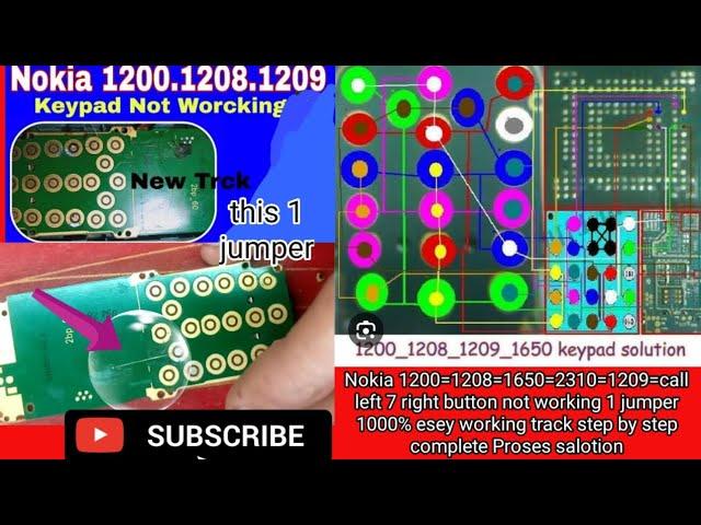 Nokia1200,1208 call۔left right 7key not working no ic change