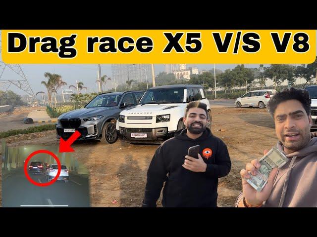 Challenge accept Kar liya drag race BMW X5 V/S Defender V8 supercharge || Ajju0008