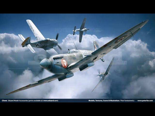 IL-2 Stirmovik 1946 Granary. Fw190 A6 Vs Spitfire Mk IXe, teamwork.Normandy'44.