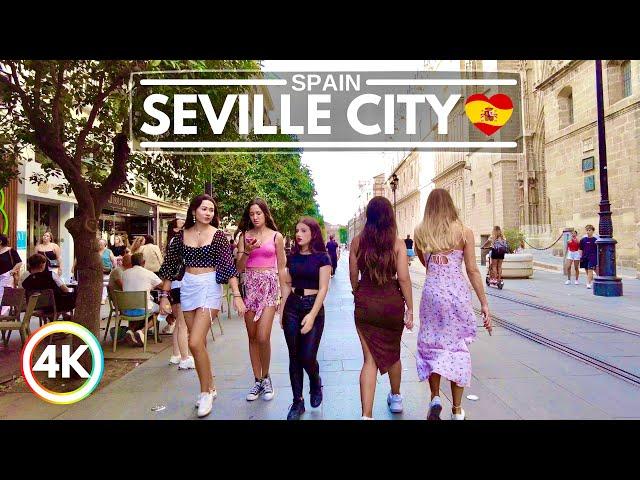 Seville, The Beautiful City of Spain, Walking Tour in the City Center - 4K 60fps