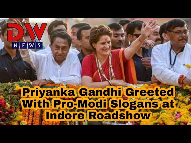 Priyanka Gandhi Greeted With Pro-Modi Slogans at Indore Roadshow;