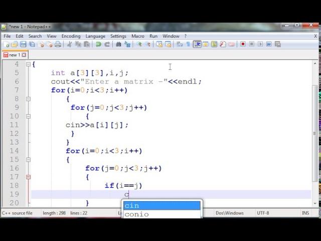 C-++ Program to input a matrix and print its diagonal elements