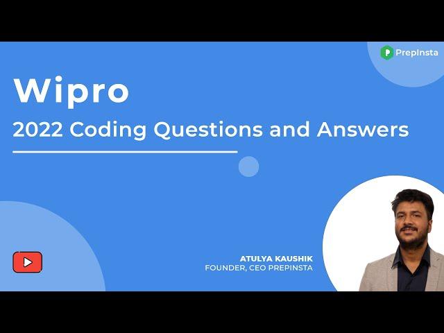 Wipro 2022 Coding Questions and Answers