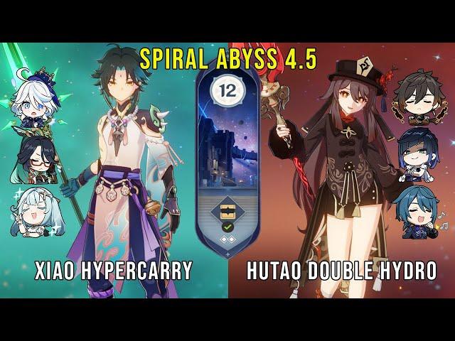 C0 Xiao Hypercarry and C1 Hutao Double Hydro - Genshin Impact Abyss 4.5 - Floor 12 9 Stars