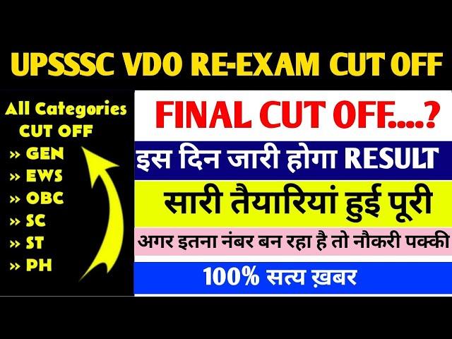 VDO RE EXAM FINAL CUT OFF I UPSSSC VDO RE EXAM RESULT DATE I UPSSSC VDO RE EXAM FINAL CUT OFF I