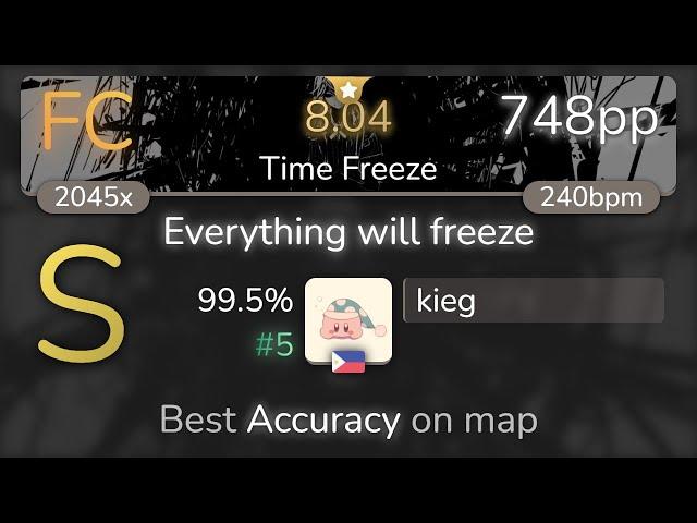 [8.04⭐] kieg | UNDEAD CORPORATION - Everything will freeze [Time Freeze] 99.5% {#5 748pp FC} - osu!