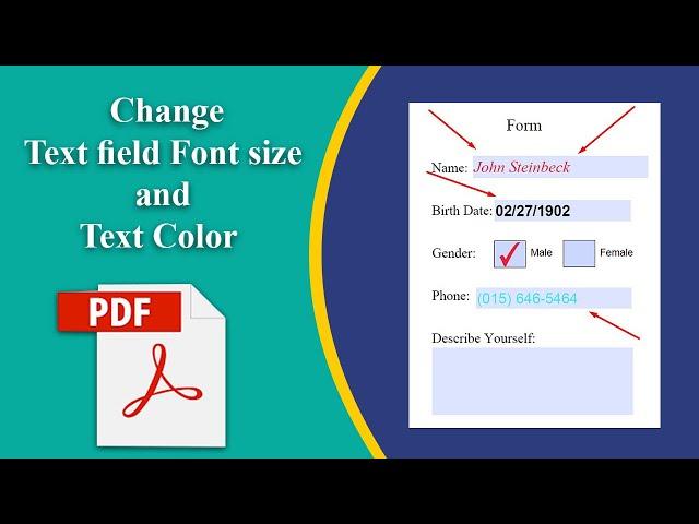 How to change text field font size and text color in a fillable pdf file using adobe acrobat pro-dc