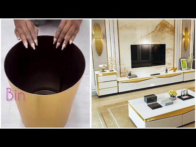 Use DOLLAR TREE BINS Look alike IN THE Living Room| DIY TV UNIT idea