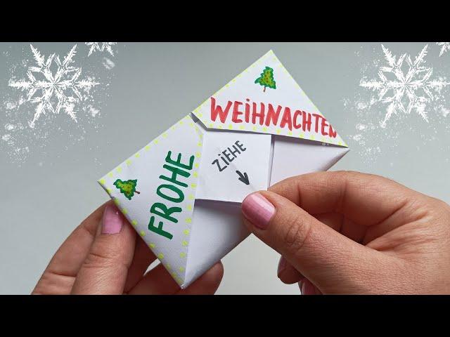 DIY-Pull Tab Origami Envelope Card for Christmas  Christmas cards making. Greeting Card