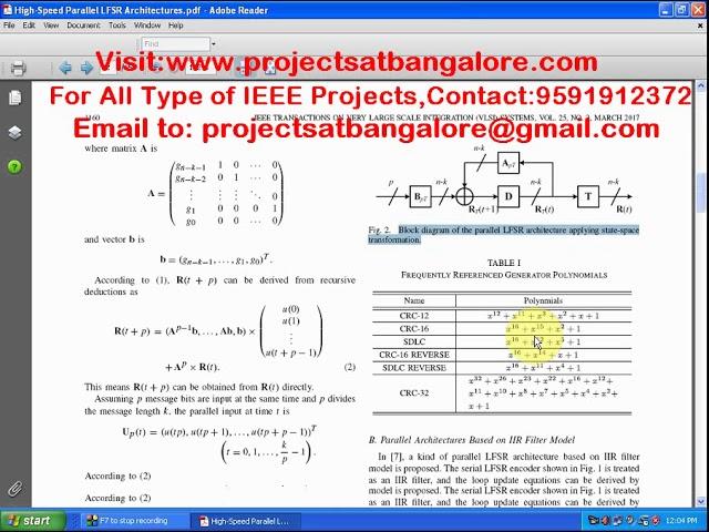 High-Speed Parallel LFSR Architectures  | IEEE VLSI Projects At Bangalore