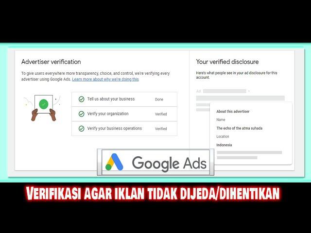 Verifikasi bisnis untuk akun Pengiklan Individual di Google Ads