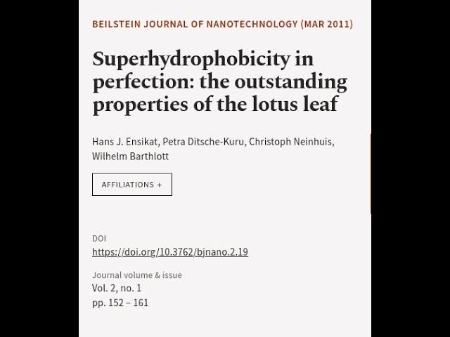 Superhydrophobicity in perfection: the outstanding properties of the lotus leaf | RTCL.TV