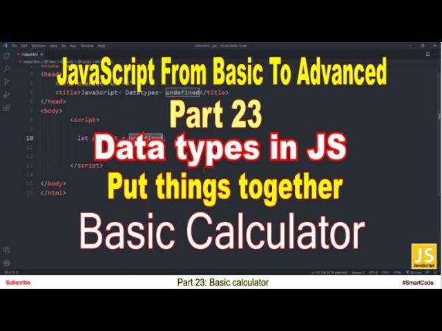 Basic calculator using prompt method in JavaScript | Part 23 | JavaScript | #SmartCode