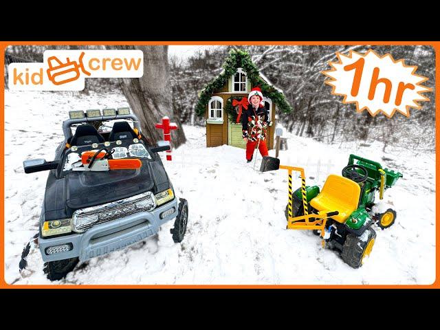 Winter compilation with rescues & kids truck, tractor, snow plow, Christmas. Educational | Kid Crew