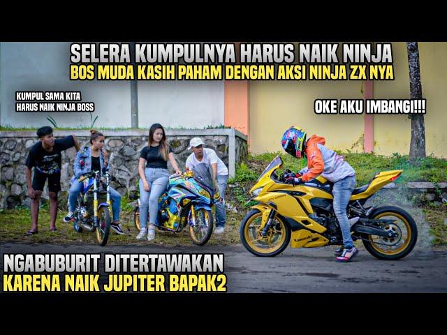 BOS MUDA DITERTAWAKAN KUMPULAN MOTOR NINJA KARENA SAAT NGABUBURIT KETEMU NAIK JUPITER!! Wow tapi..