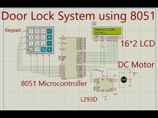 Proteus Simulation: Door Lock system using 8051