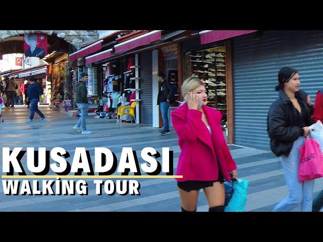 Kuşadası Evening Walking Tour, Beautiful Bars and Cafes, 5 December 2021 Turkey 4K