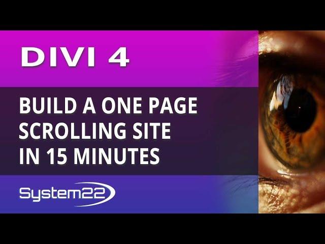 Divi 4 Theme Build A One Page Scrolling Site In 15 Minutes