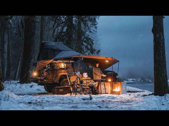 Ep. 18: Rainy & Foggy Winter Camping Vibes - Cozy Escape into Nature [iKamper, ASMR, Relaxing]