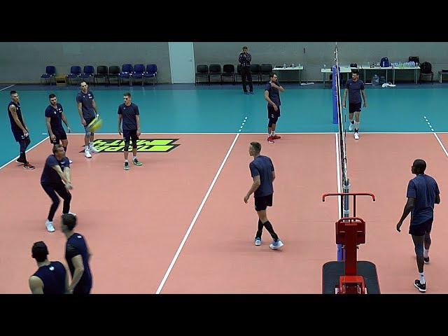 Volleyball. Attack hit (spikes). Training. Team Zenit St. Petersburg. The Era Of Tuomas Sammelvuo
