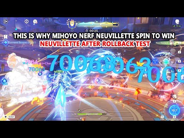 This is why Mihoyo Nerf Neuvillette Spin to Win | Neuvillette after Rollback Test