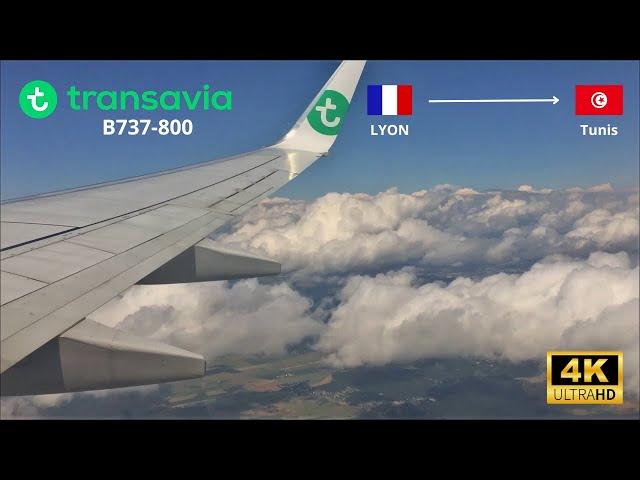  Lyon -  Tunis Transavia Boeing 737-800 Economy Class [FULL FLIGHT REPORT] 4K