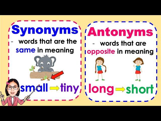 Synonyms and Antonyms - meaning and examples | Lesson  with quiz