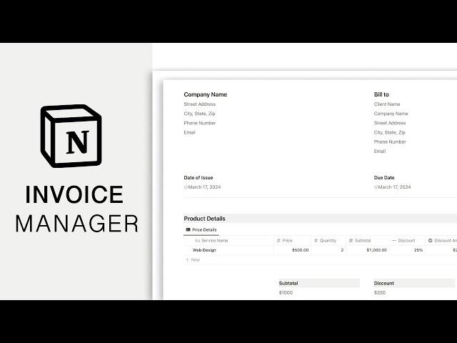 How to build Invoice Template in Notion | Notion Invoice Manager