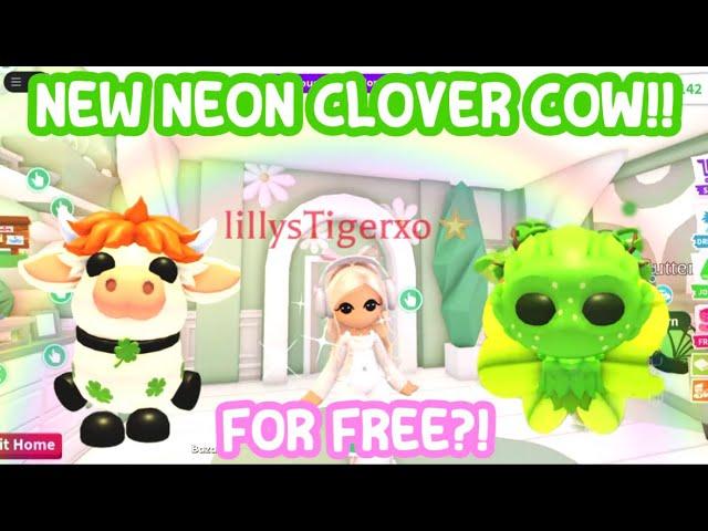 HOW TO GET..A NEON CLOVER COW FOR COMPLETELY FREE!️#adoptmeroblox #preppyadoptme #preppyroblox