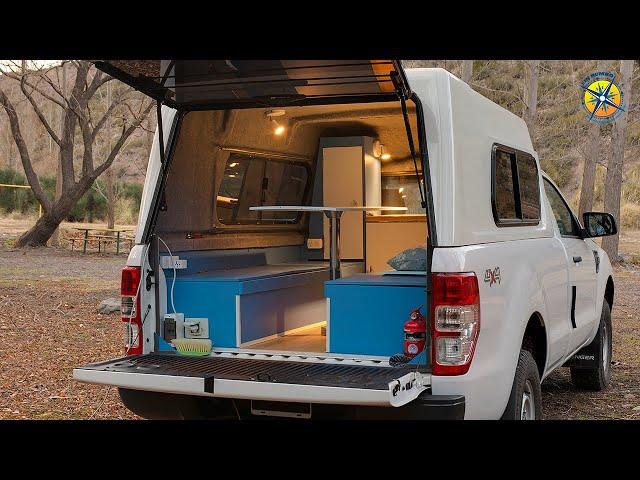 Ford Ranger Truck Bed Camper for two people - Inside Tour & Description