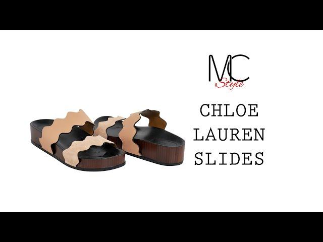 Chloe Shoe Lauren Slides Camel Leather / Sand Suede 39 / 9