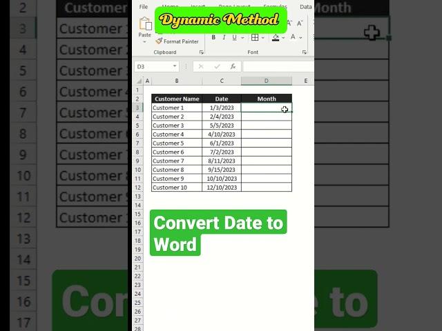 CONVERT Date into Word in Excel.