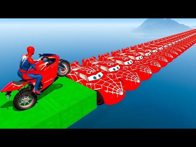 سبايدر مان ينقذ ماكوين Spider-Man over long mcqueen vs iron man vs venom funny Game GTA5 superhero