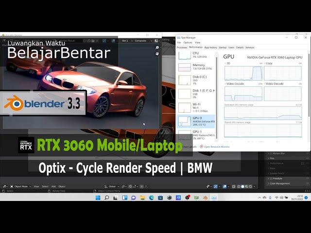 Ryzen 7 5800H + RTX 3060, Blender 3D Benchmark OptiX BMW