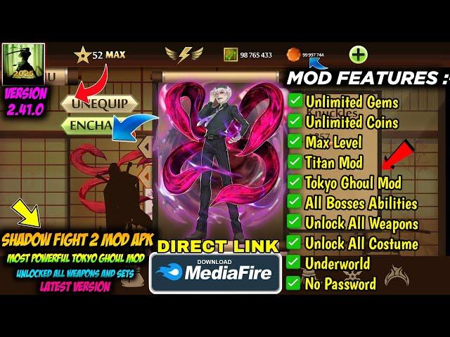 shadow fight 2 mod apk max level 52 unlimited money latest version media fire link -  Tokyo Ghoul