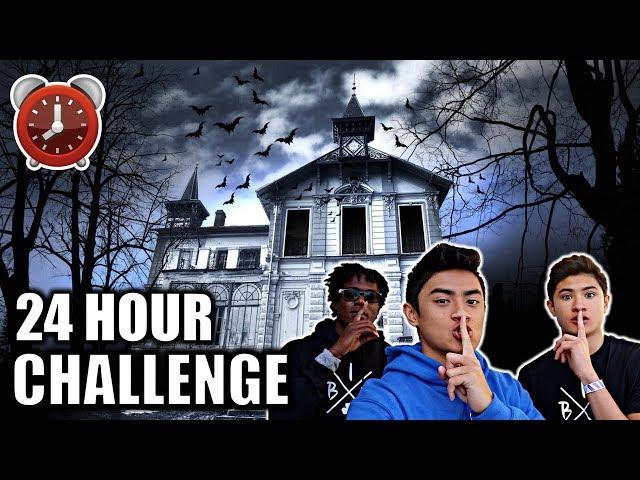 24 HOUR OVERNIGHT CHALLENGE IN HAUNTED HOUSE!!