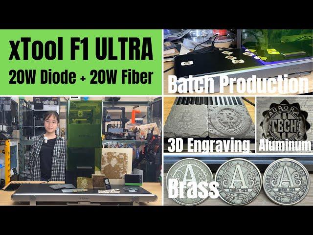 xTool F1 Ultra: 20W Diode + 20W Fiber (IR) Dual Laser, 3D Metal Engraving