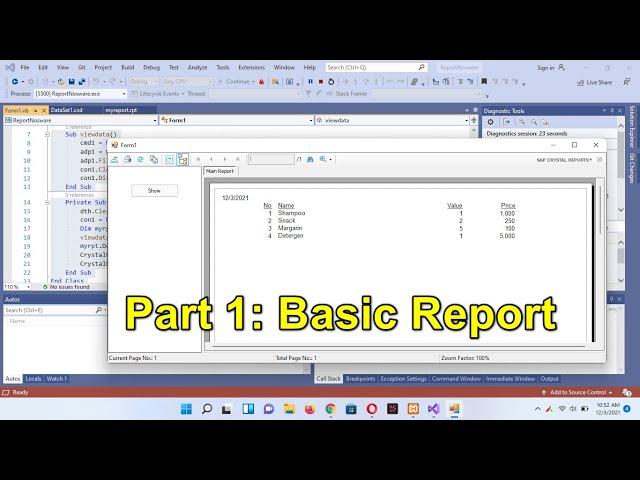 Create Basic Reports Crystal Reports + Visual Studio 2019