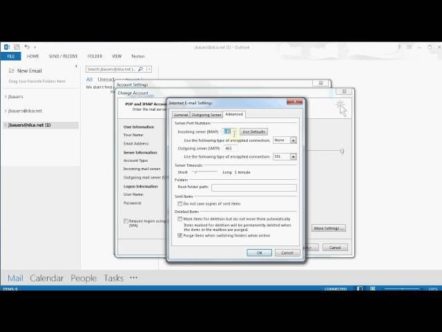 Outlook 2010/2013 IMAP account troubleshooting