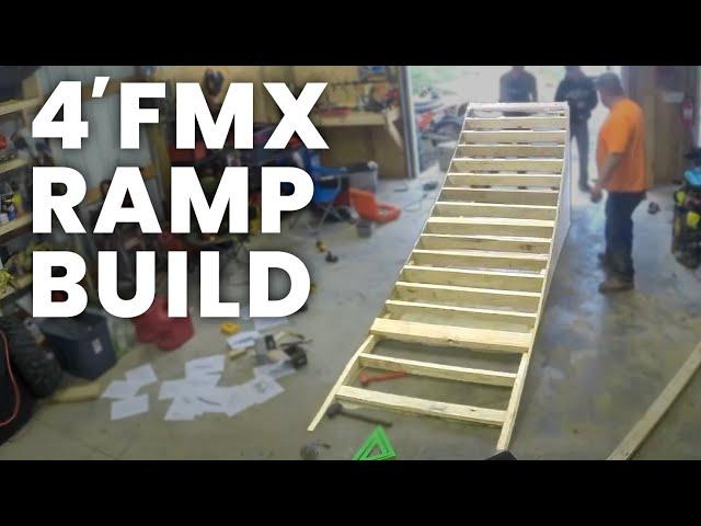 Wood FMX Ramp Build Time Lapse and First Ride - 4' 3" Destruction Ramps